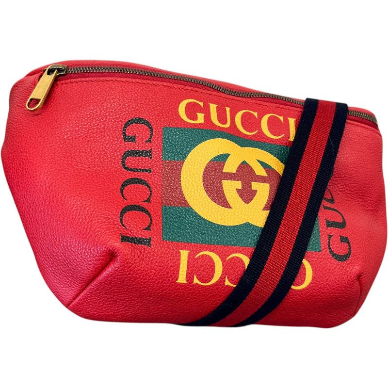 Men's Logo Print Belt Bag Red