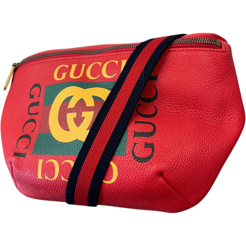 Men's Logo Print Belt Bag Red