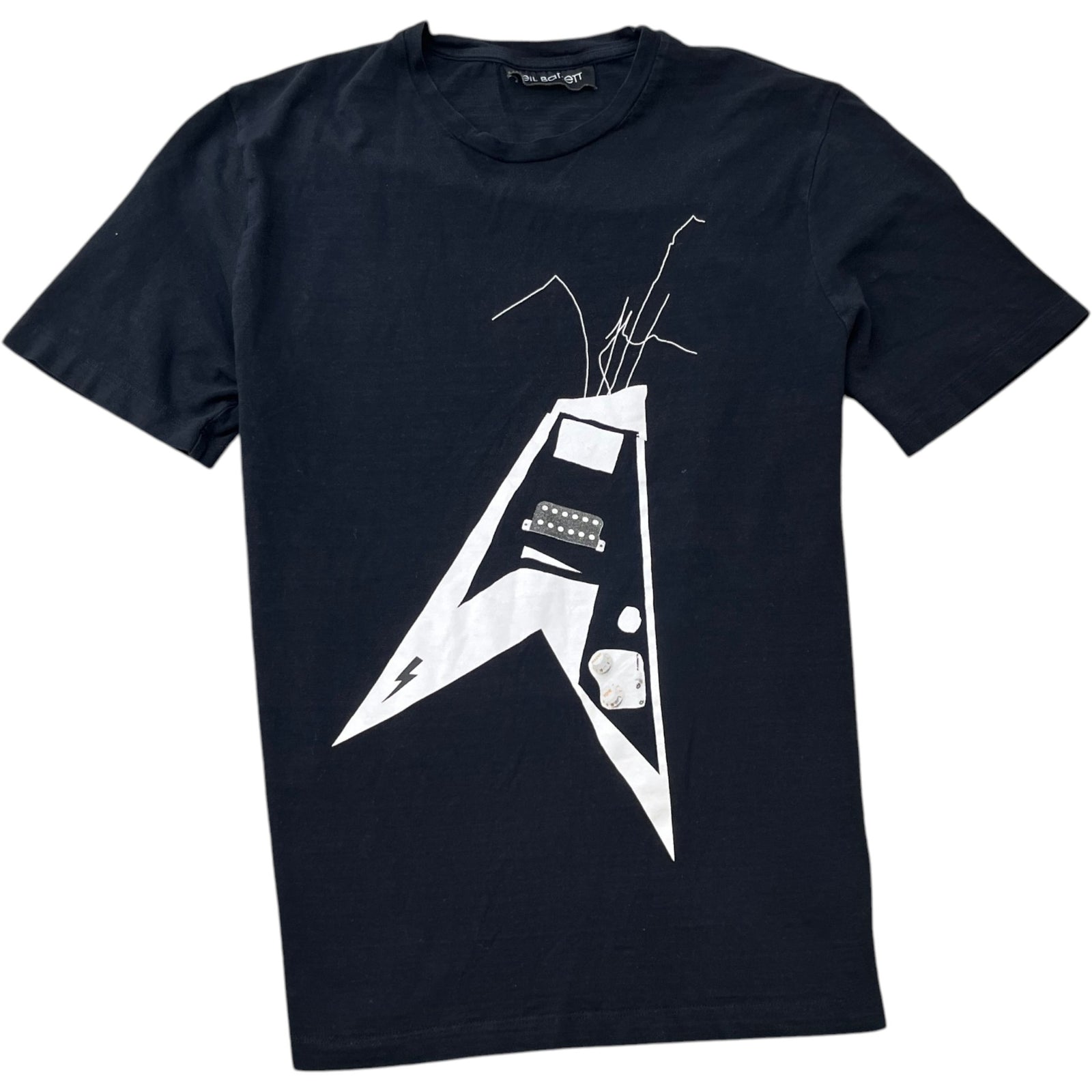 Men's Guitar Print T-Shirt Black Size M - Photo 1