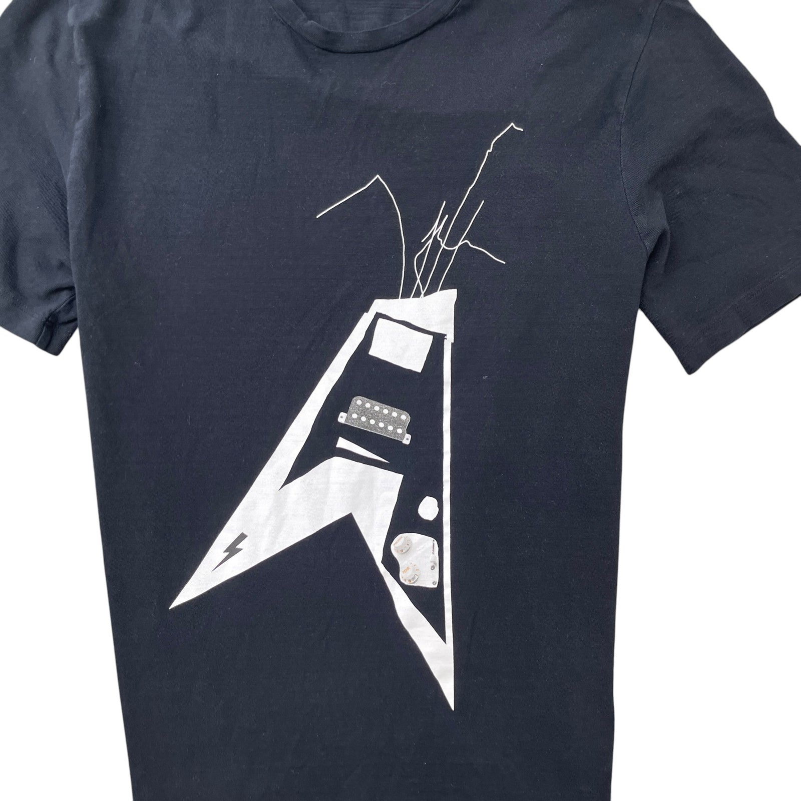 Men's Guitar Print T-Shirt Black Size M - Photo 5