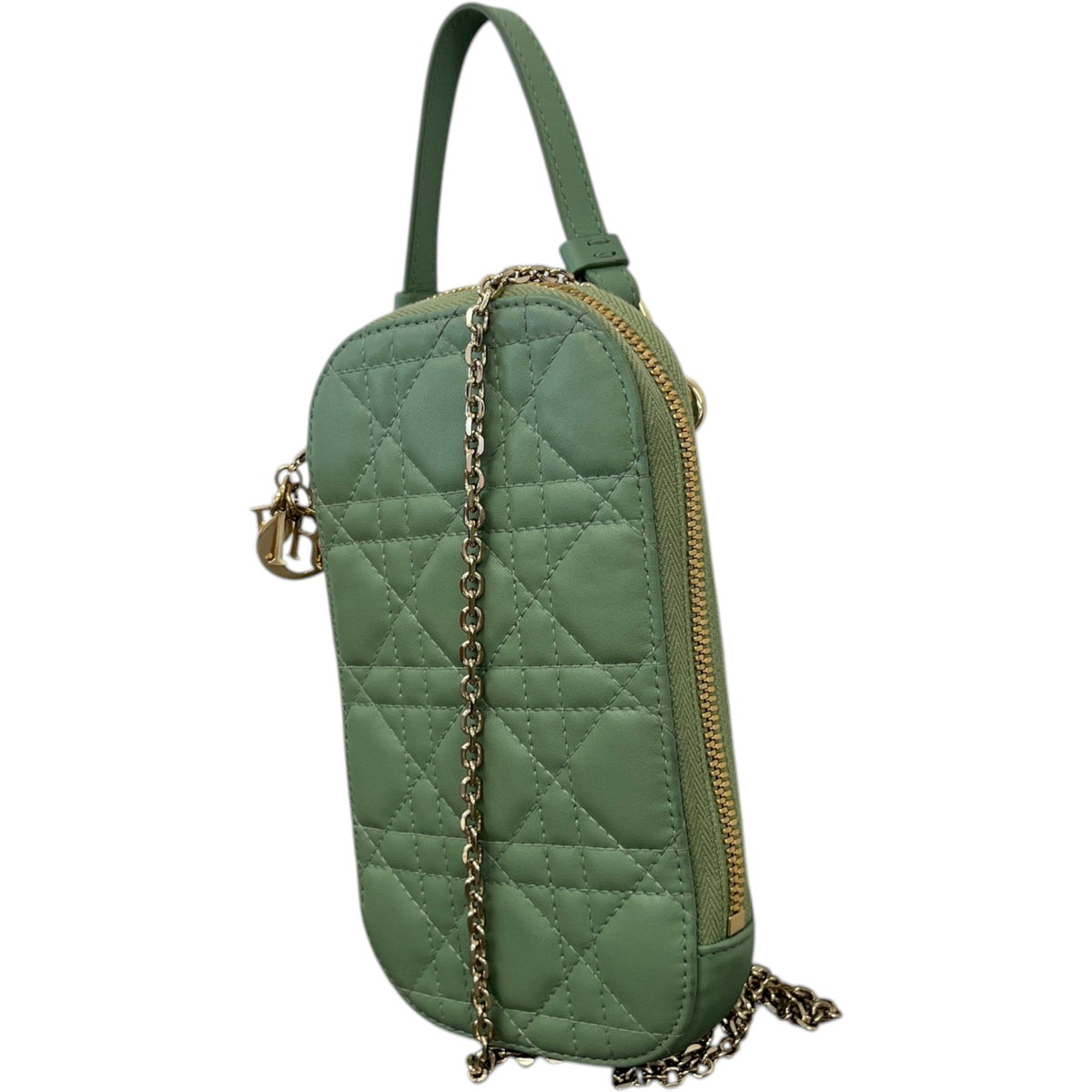 Women's Lady Dior Call'in Phone Holder Crossbody Bag Green - Photo 5