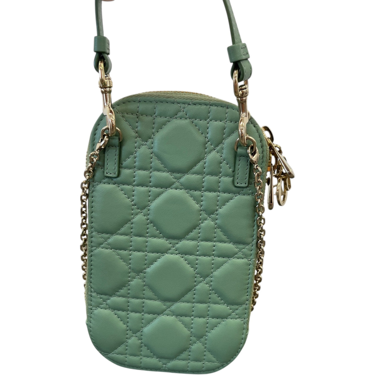 Women's Lady Dior Call'in Phone Holder Crossbody Bag Green - Photo 3