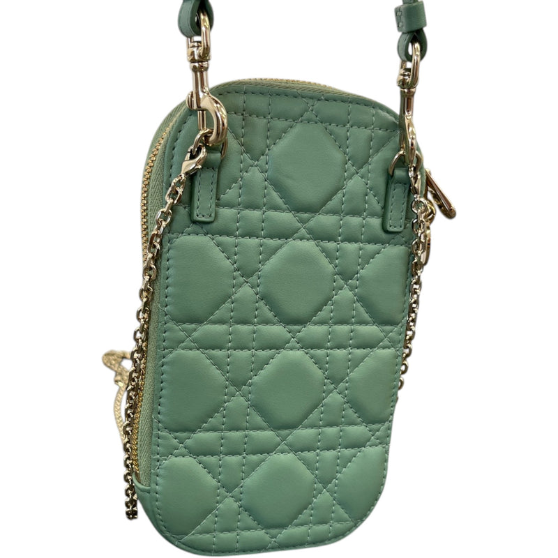 Women's Lady Dior Call'in Phone Holder Crossbody Bag Green