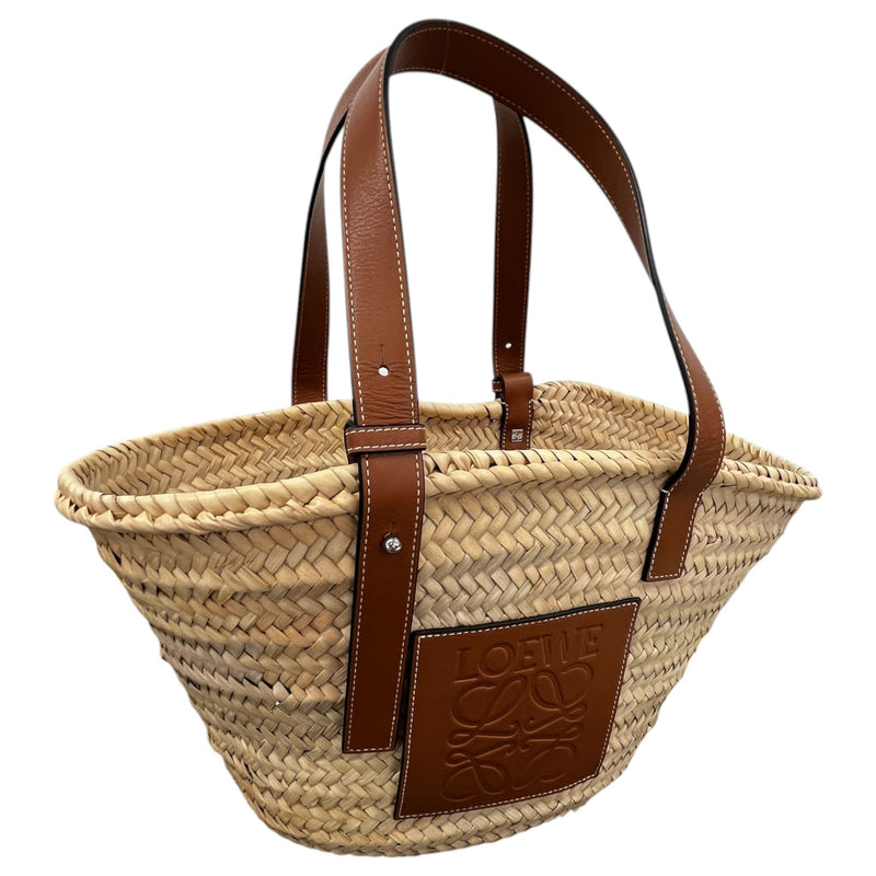 Women's Large Classic Basket In Palm Leaf Bag Brown