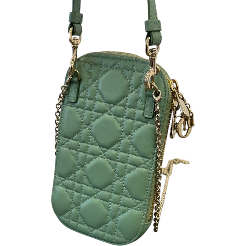 Women's Lady Dior Call'in Phone Holder Crossbody Bag Green