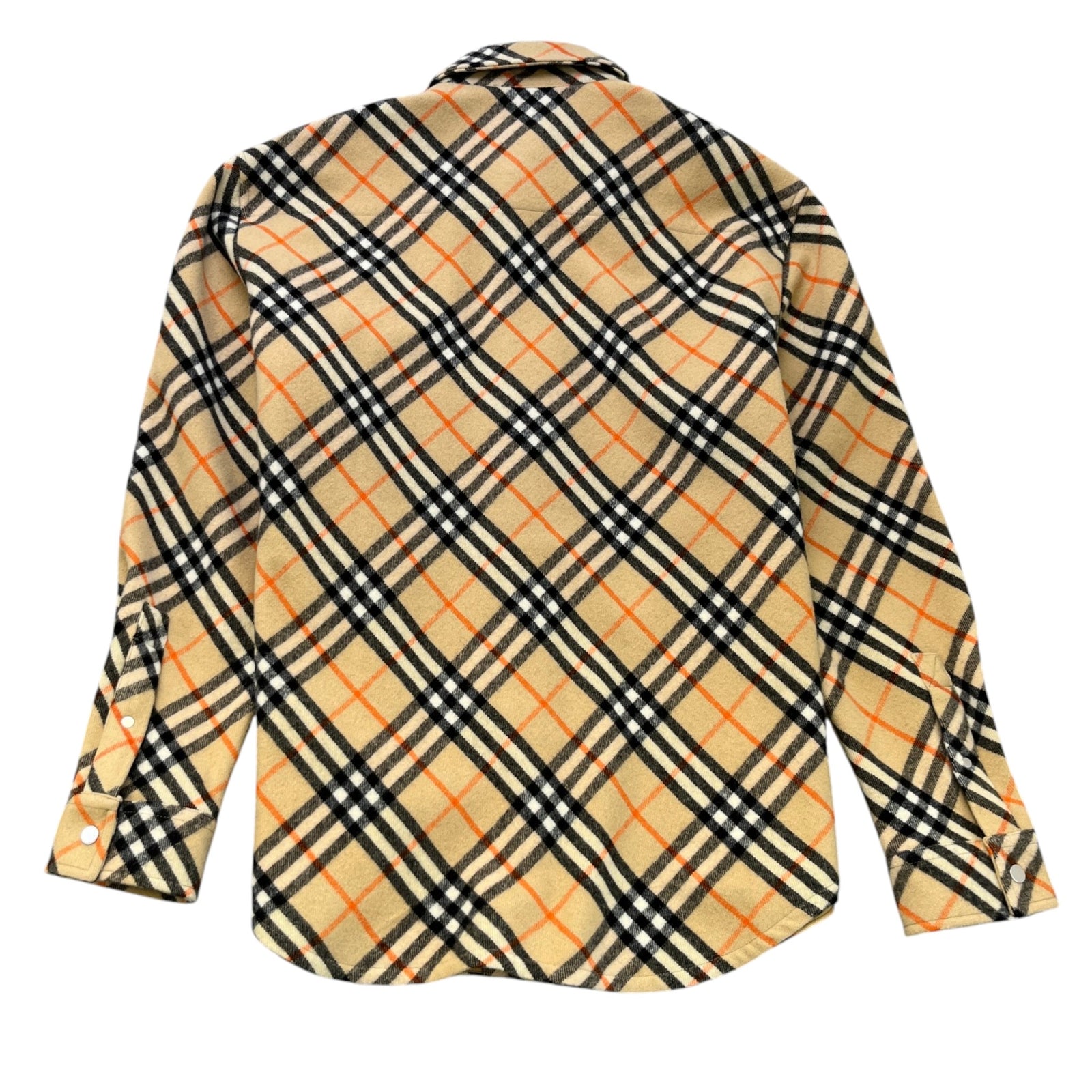 Men's Check Poplin OverShirt Beige Size XL - Photo 2