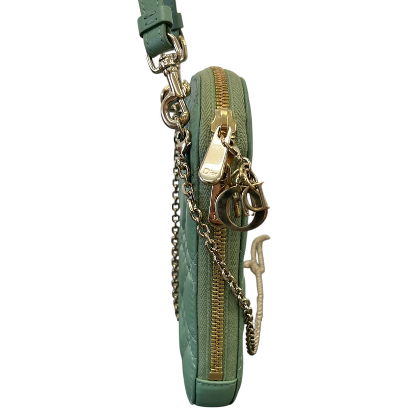 Women's Lady Dior Call'in Phone Holder Crossbody Bag Green
