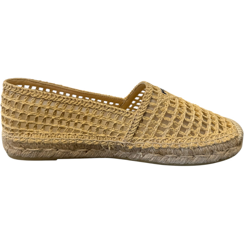 Women's Logo Embroidered Raffia Espadrilles Beige Size UK 6 / EU 39
