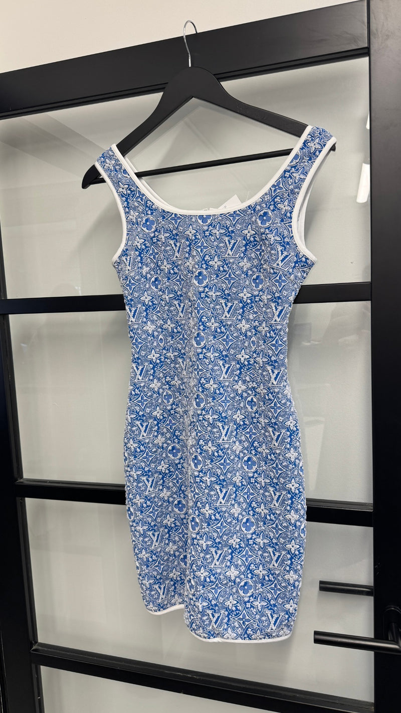 Women's Monogram Foliage Tank Dress Blue Size S / UK 8