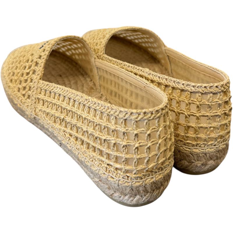 Women's Logo Embroidered Raffia Espadrilles Beige Size UK 6 / EU 39