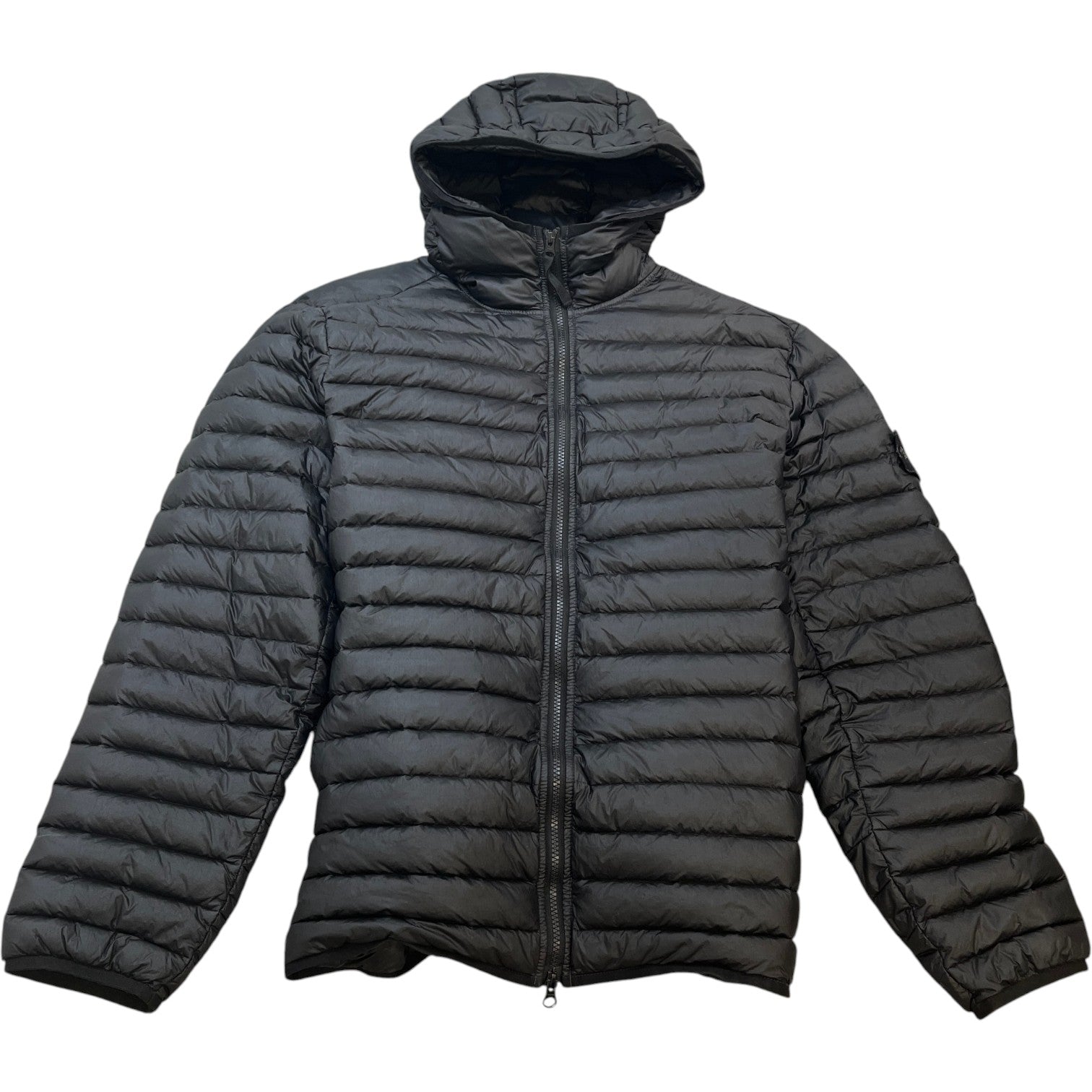 Men's Applique Logo Quilted Panelled Down Jacket Black Size XL - Photo 1