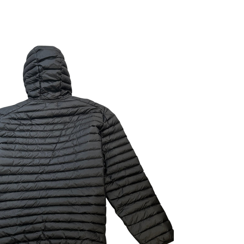 Men's Applique Logo Quilted Panelled Down Jacket Black Size XL