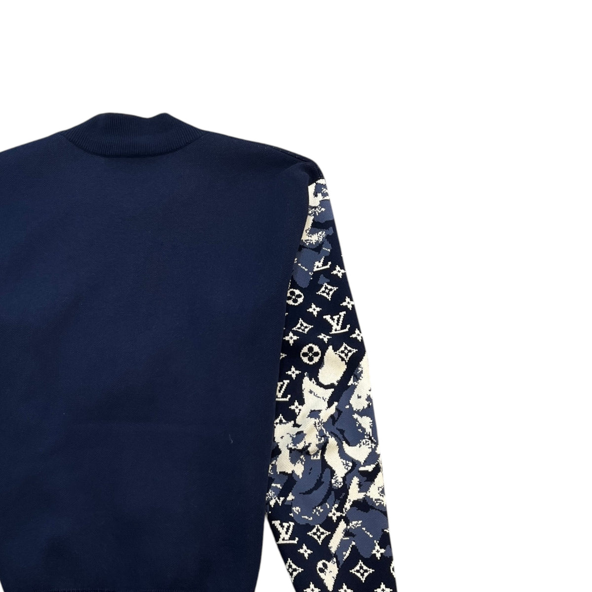 Men's Contrast Patterned Monogram Sweatshirt Blue Size L - Photo 4