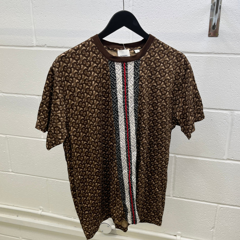 Men's Monogram Stripe T-Shirt Brown Size M