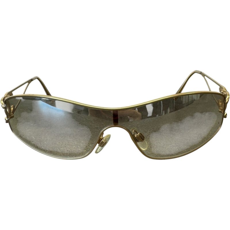 Women's 4073-B Rhinestone Shield Sunglasses Gold