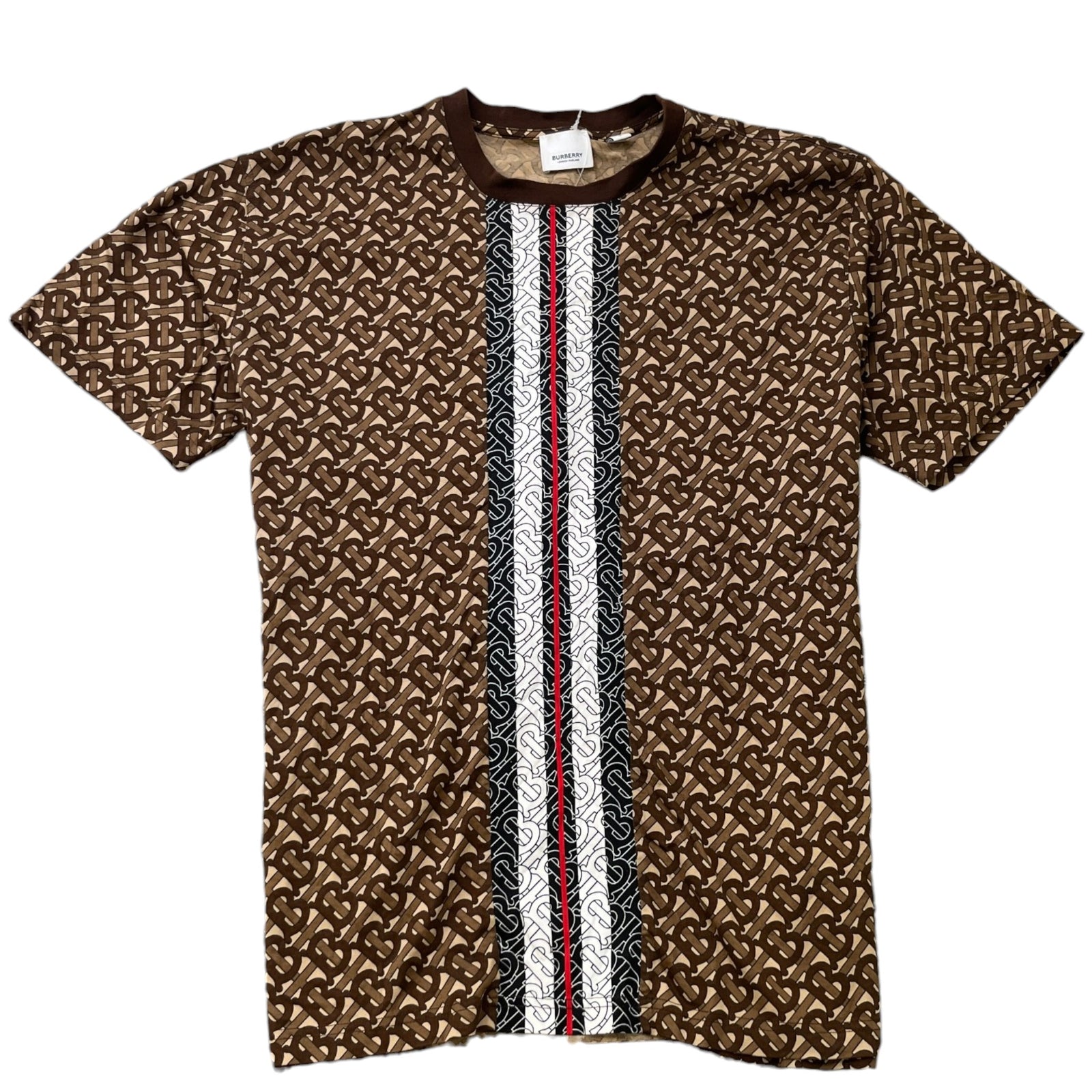 Men's Monogram Stripe T-Shirt Brown Size M - Photo 1