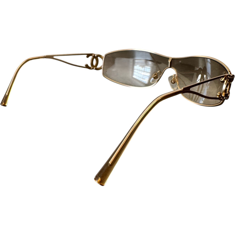 Women's 4073-B Rhinestone Shield Sunglasses Gold