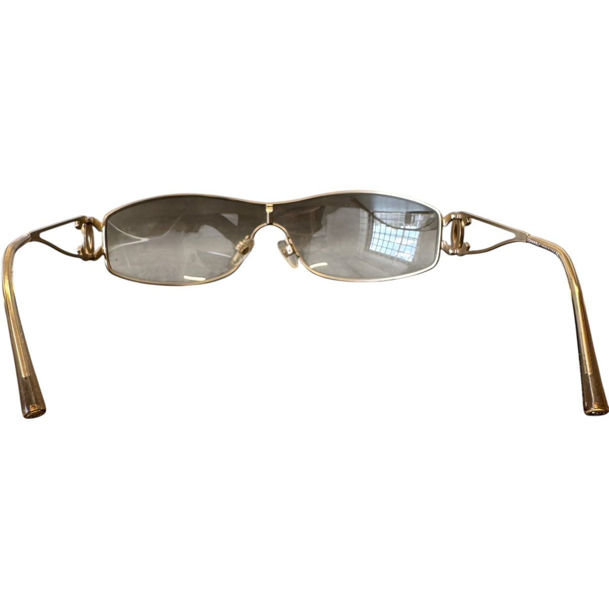 Women's 4073-B Rhinestone Shield Sunglasses Gold - Photo 7