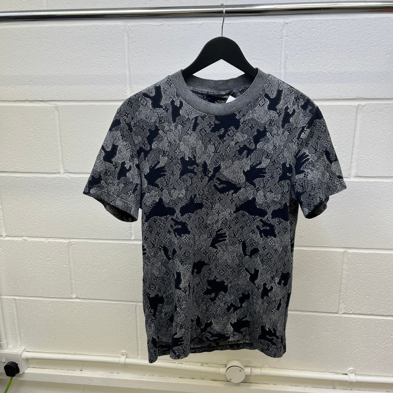Men's Camo Jacquard T-Shirt Grey Size M
