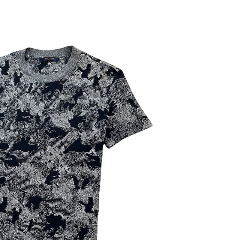 Men's Camo Jacquard T-Shirt Grey Size M