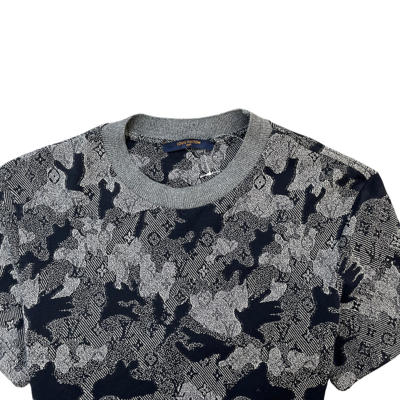 Men's Camo Jacquard T-Shirt Grey Size M
