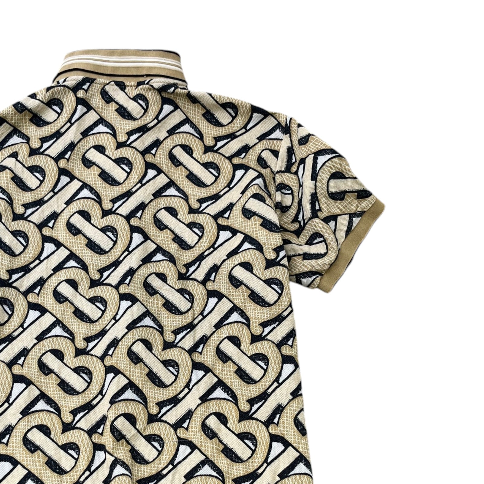 Men's Monogram Motif Piqué Polo Shirt Beige Size M - Photo 4