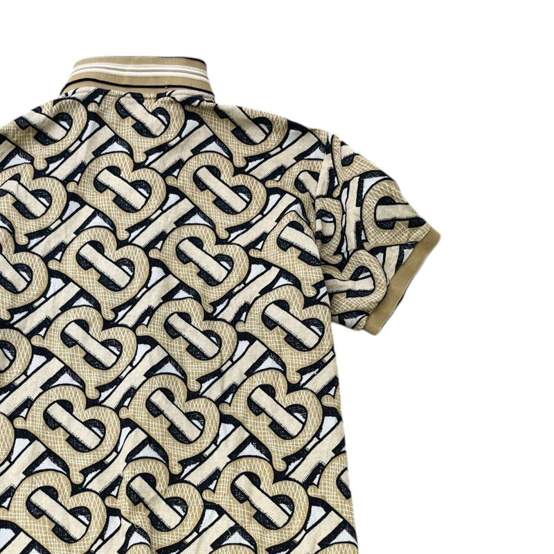 Men's Monogram Motif Piqué Polo Shirt Beige Size M