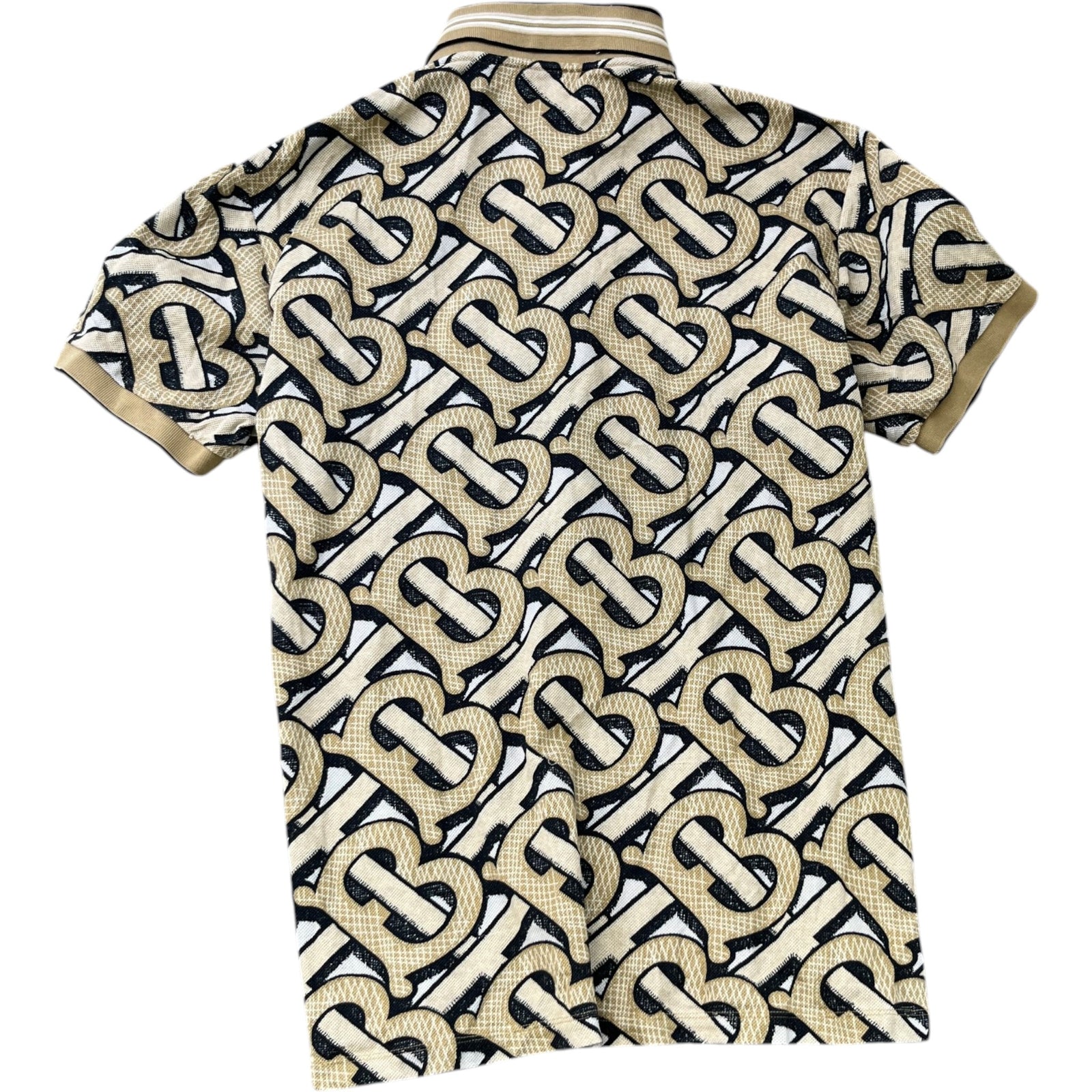 Men's Monogram Motif Piqué Polo Shirt Beige Size M - Photo 2