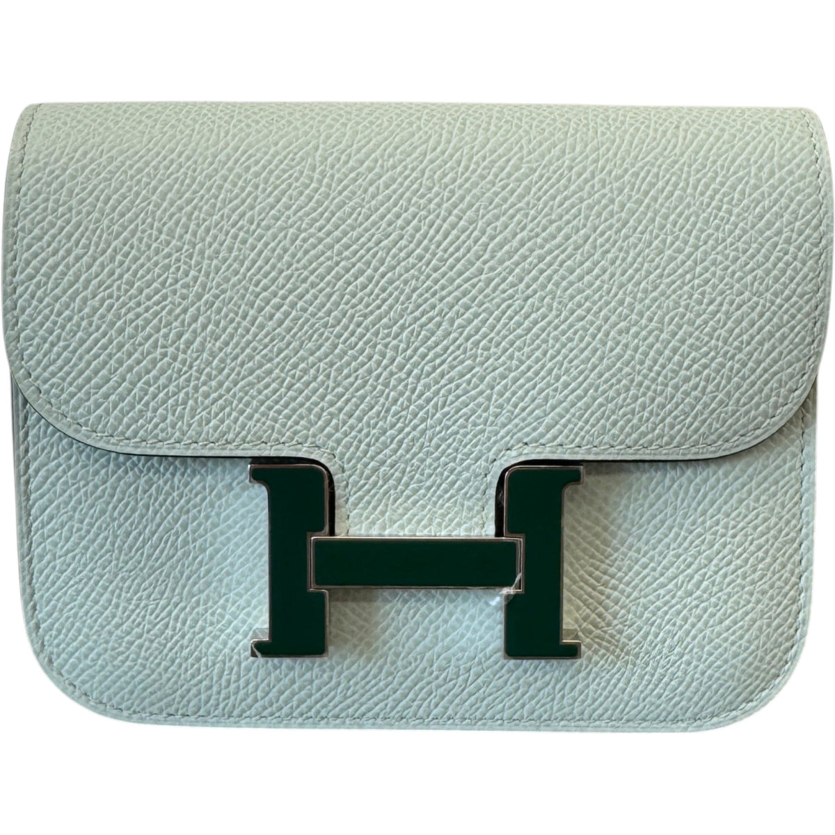 Women's Epsom Vert Peppermint Constance Slim Wallet Green - Photo 1