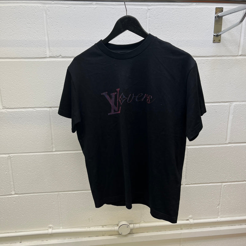 Men's Iridescent LV Vers T-Shirt Black Size S