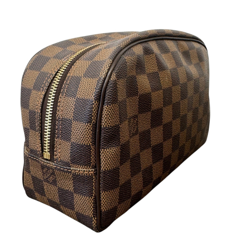 Men's Damier Ebene Trousse 25 Toiletry Bag Brown