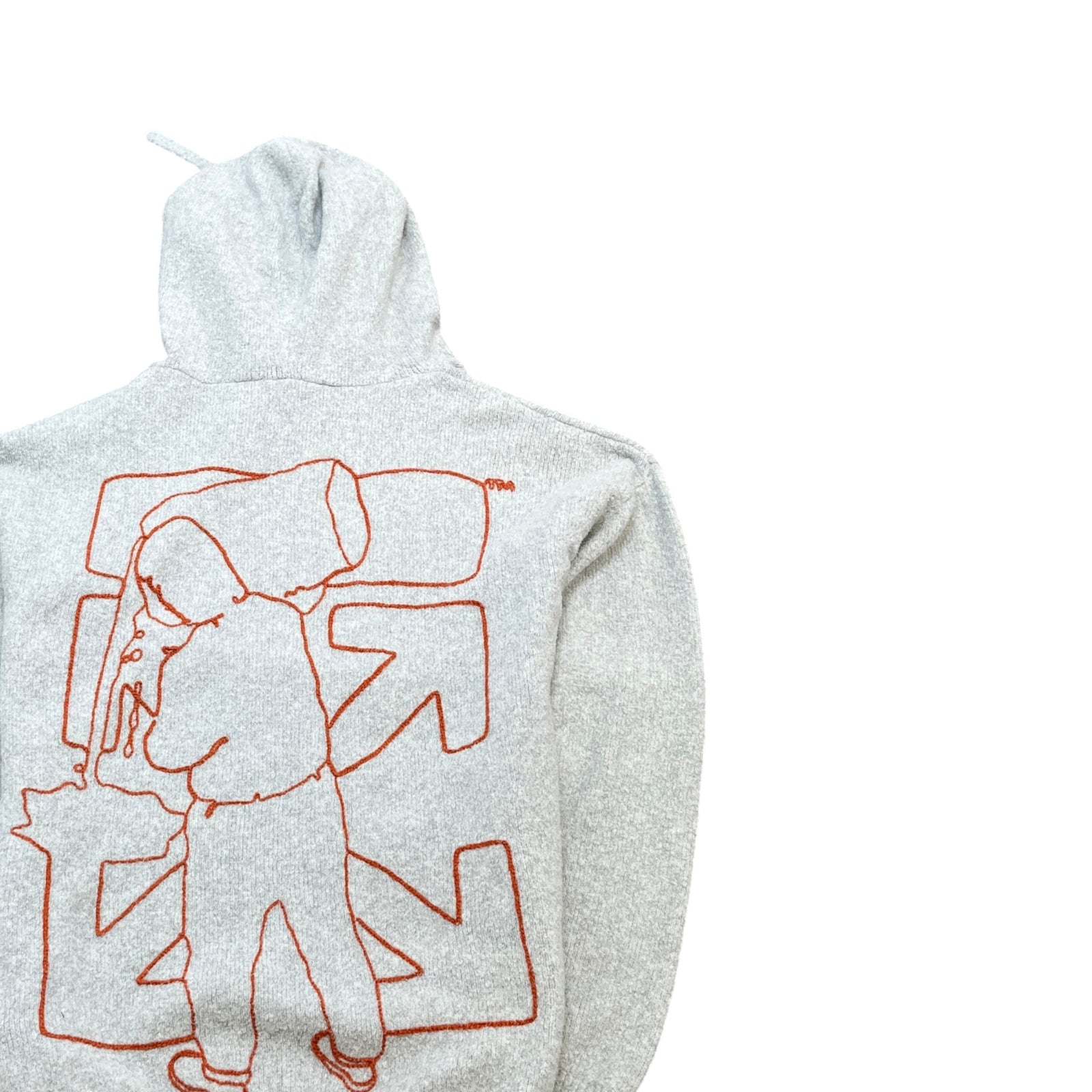 Men's Embroidered Arrow Logo Hoodie Grey Size XXS - Photo 4