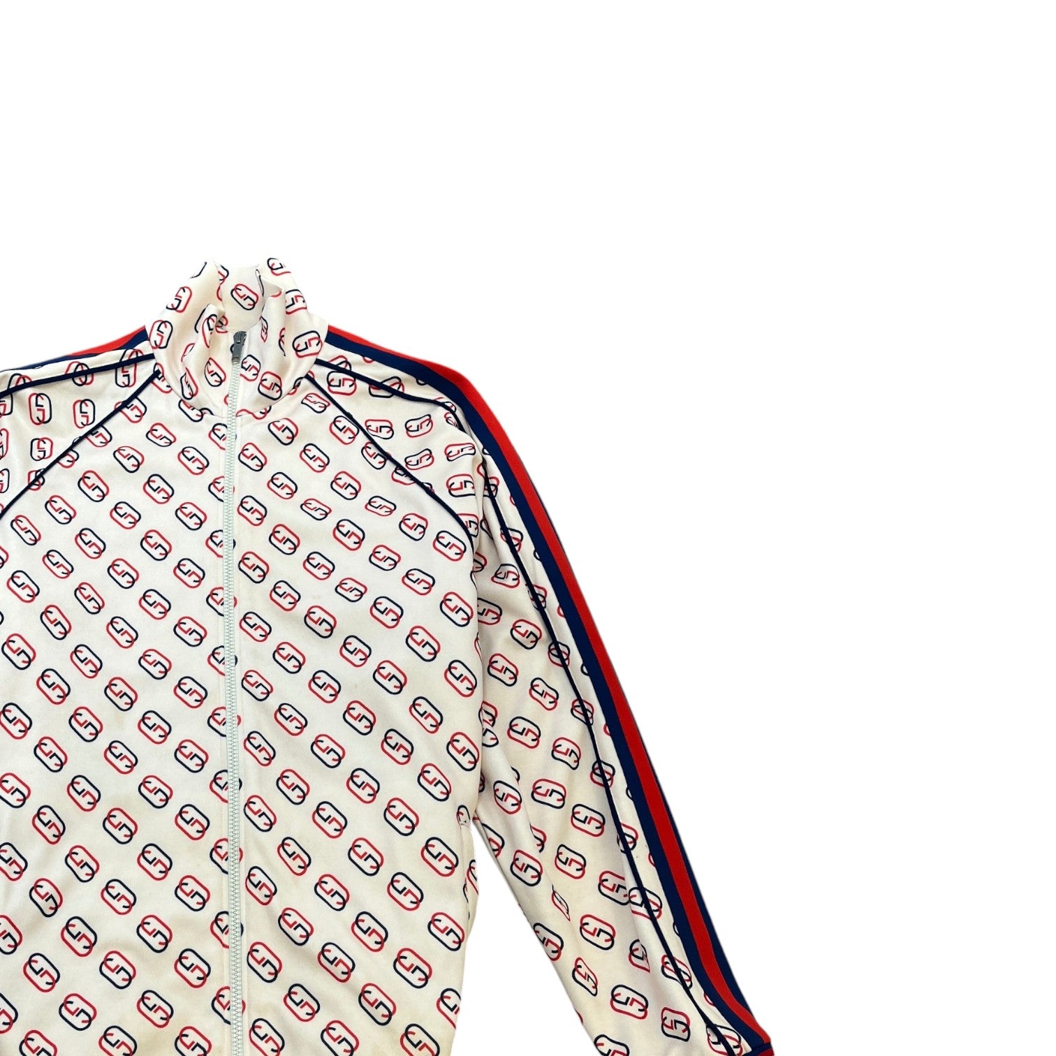 Men's Interlocking G Track Jacket Cream Size M - Photo 3