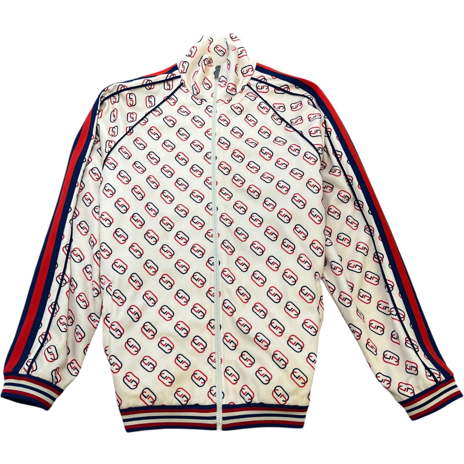 Men's Interlocking G Track Jacket Cream Size M - Photo 1