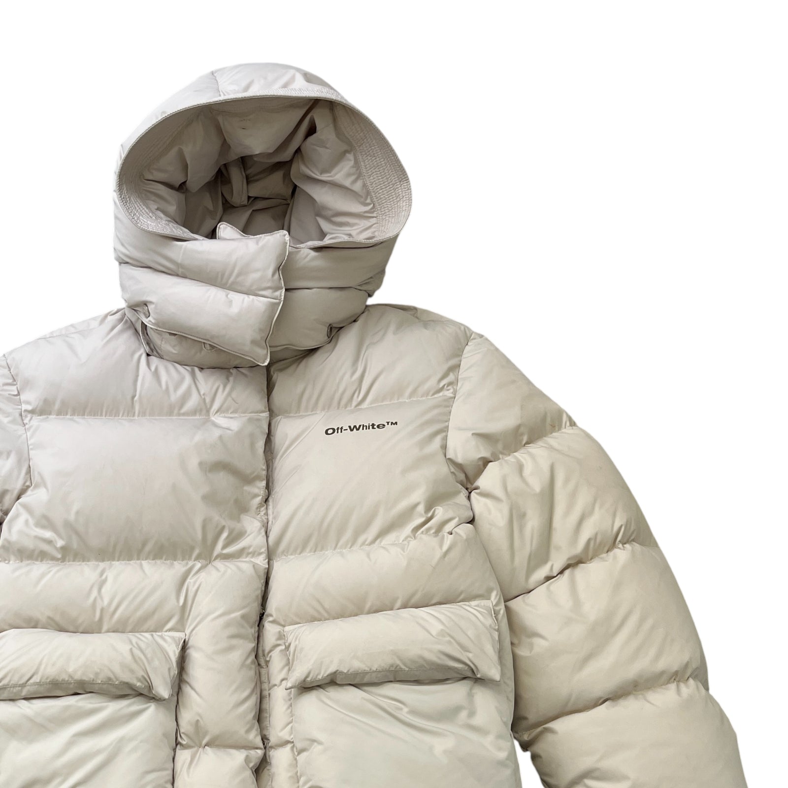 Women's Logo Print Down Jacket Beige Size IT 42 / UK 10 - Photo 3