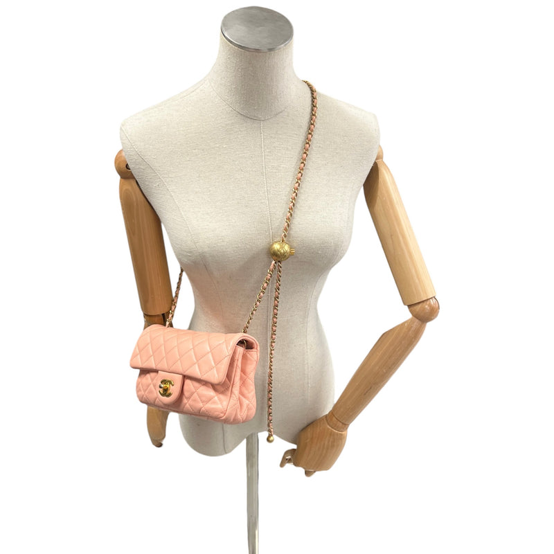 Women's Lambskin Timeless Pearl Crush Mini Handbag Pink