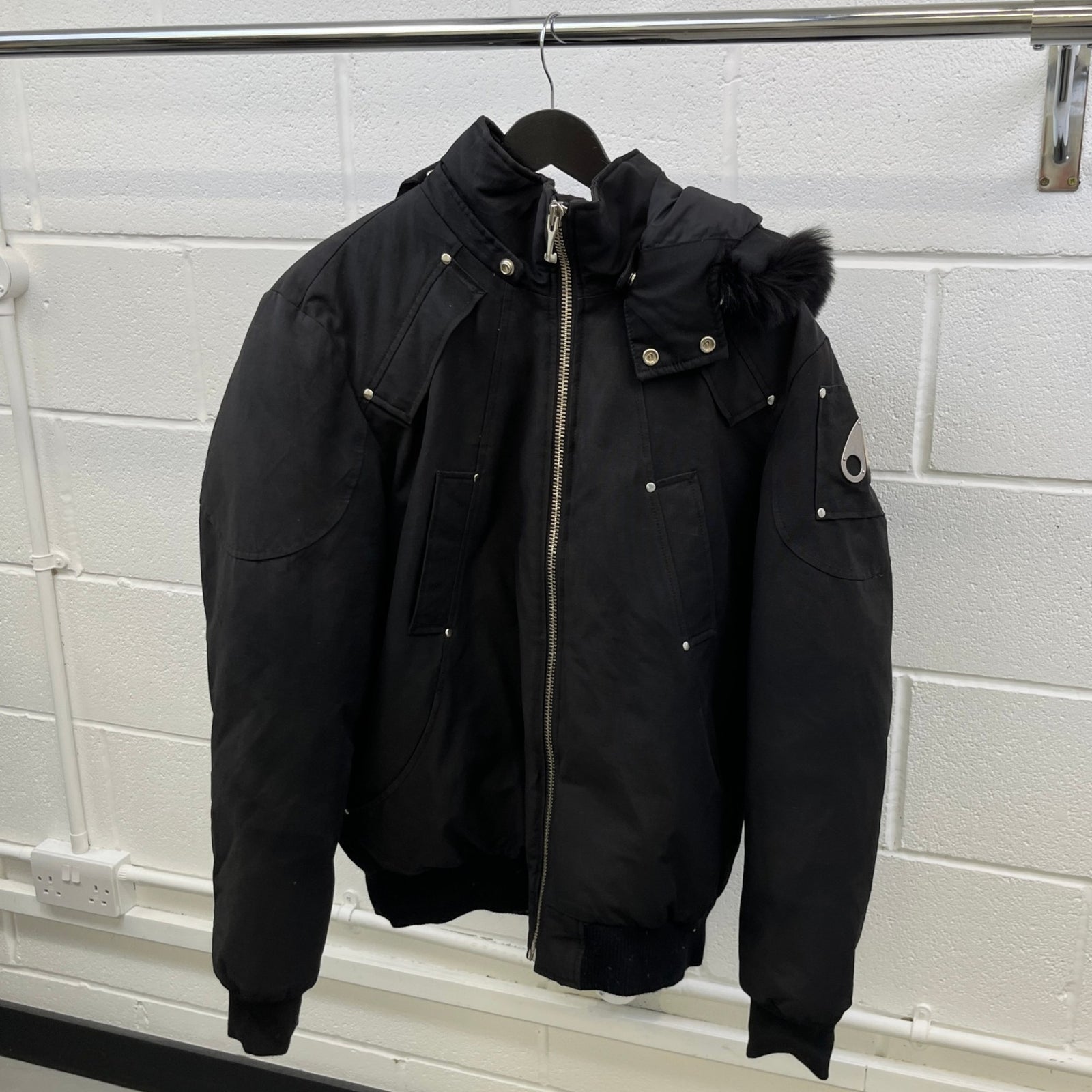 Men's Ballistic Bomber Down Jacket Black Size XL - Photo 9