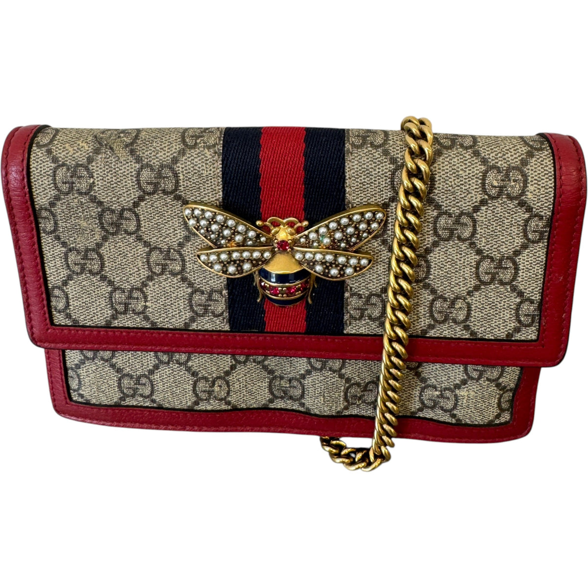 Women's GG Supreme Queen Margaret WOC Handbag Beige - Photo 5