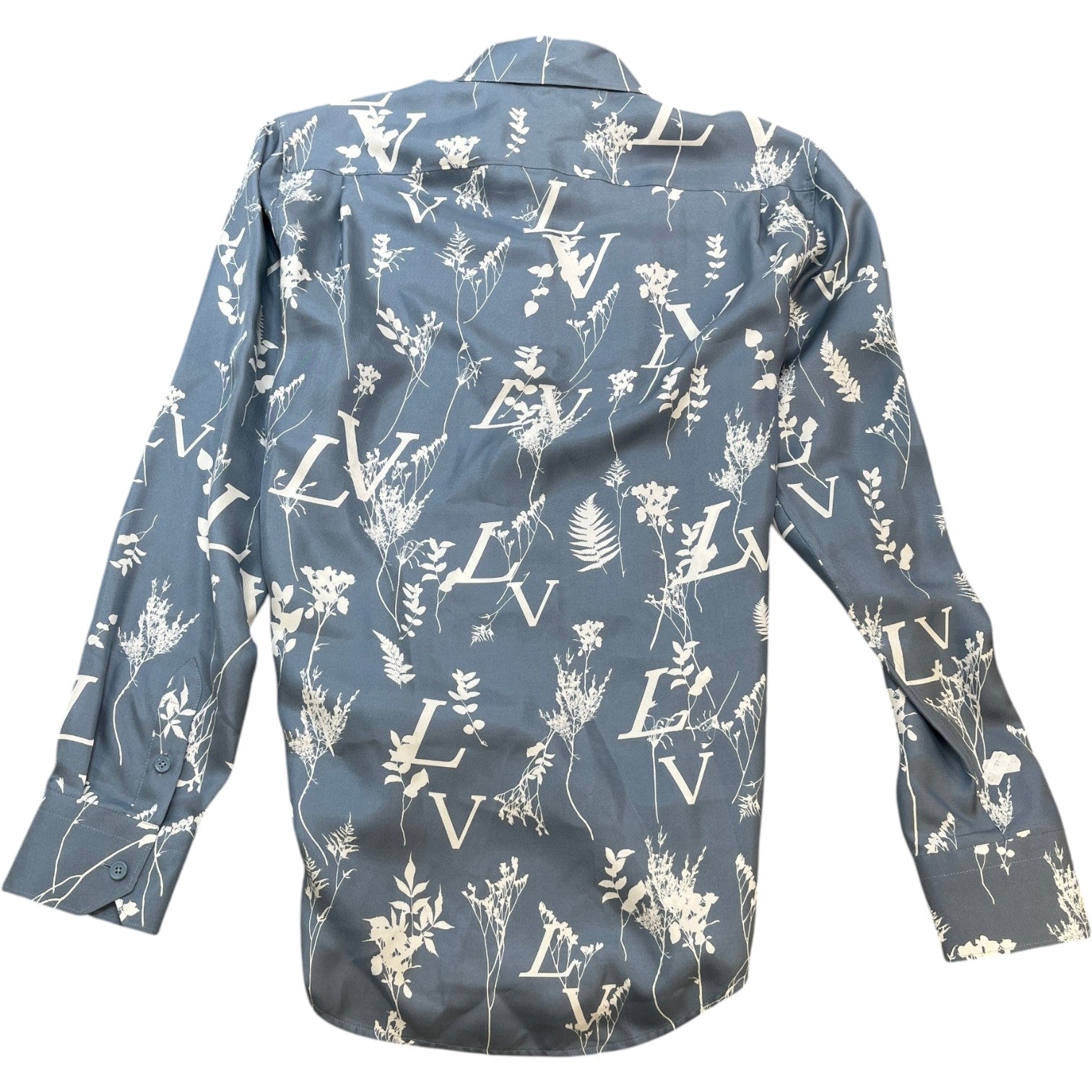 Men's Floral Logo Print Long Sleeve Shirt Blue Size S - Photo 2