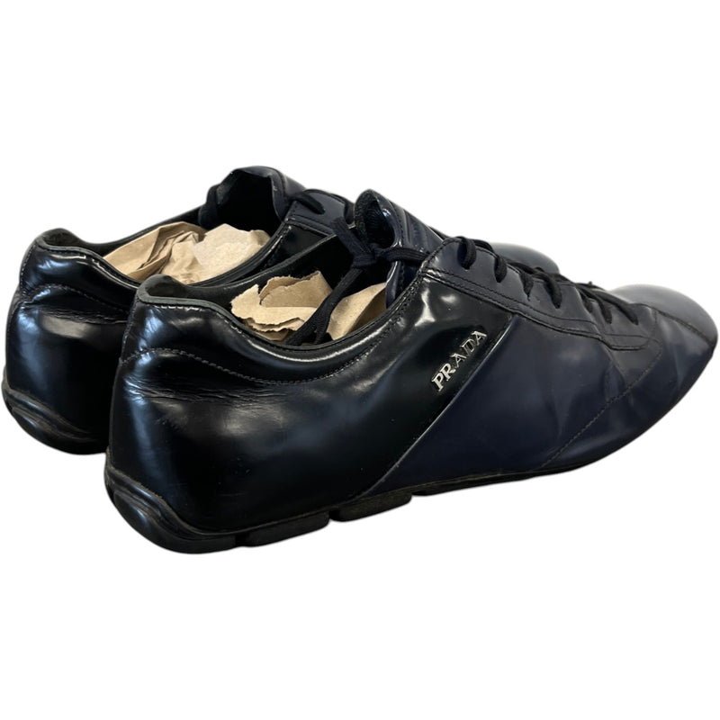 Men's Leather Logo Low Trainers Navy Size EU 40.5 / UK 6.5