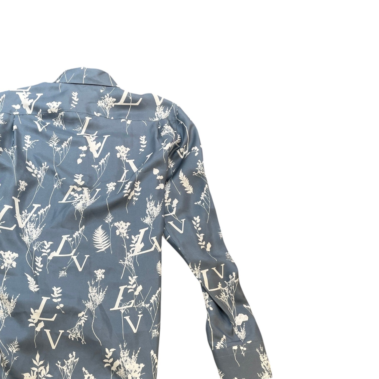 Men's Floral Logo Print Long Sleeve Shirt Blue Size S - Photo 4