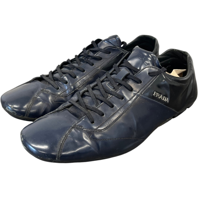 Men's Leather Logo Low Trainers Navy Size EU 40.5 / UK 6.5