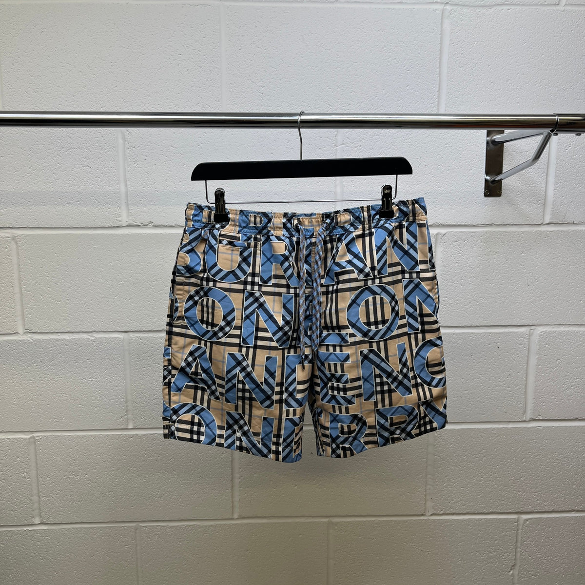 Men's Checkered Swim Shorts Blue Size S / W30 - Photo 5