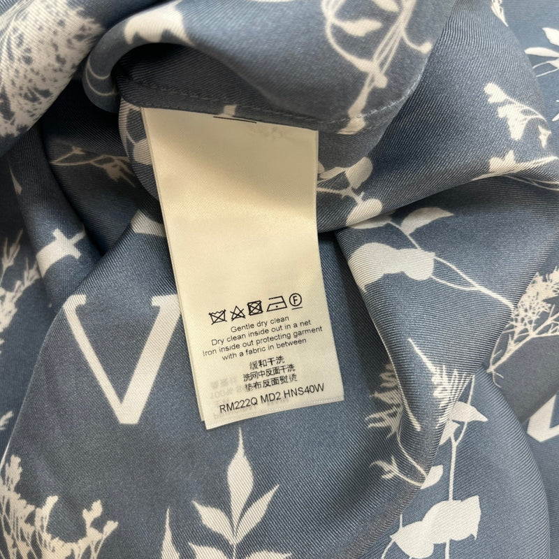 Men's Floral Logo Print Long Sleeve Shirt Blue Size S