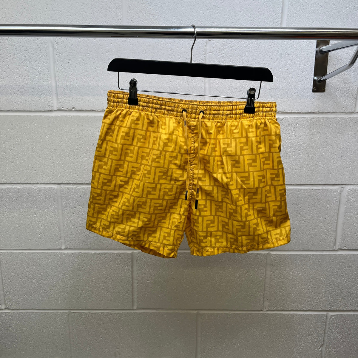 Men's FF Monogram Swim Shorts Yellow Size M / W32 - Photo 8