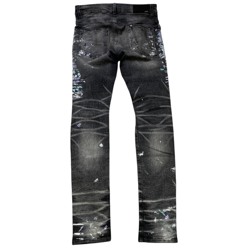 Men's Paint Splash Jeans Black Size Waist 30"