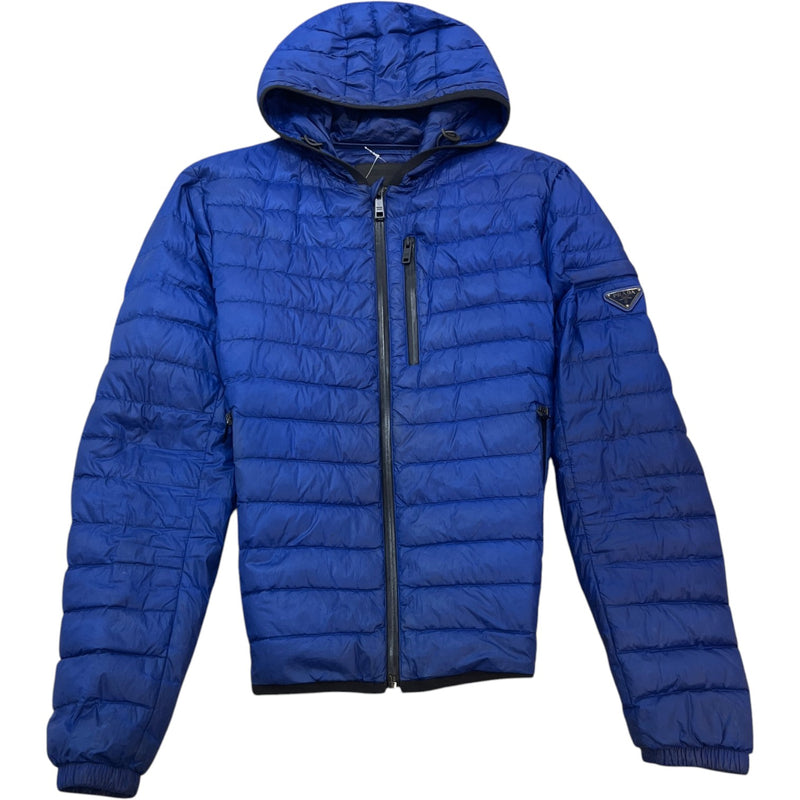 Men's Plaque Logo Down Jacket Blue Size S