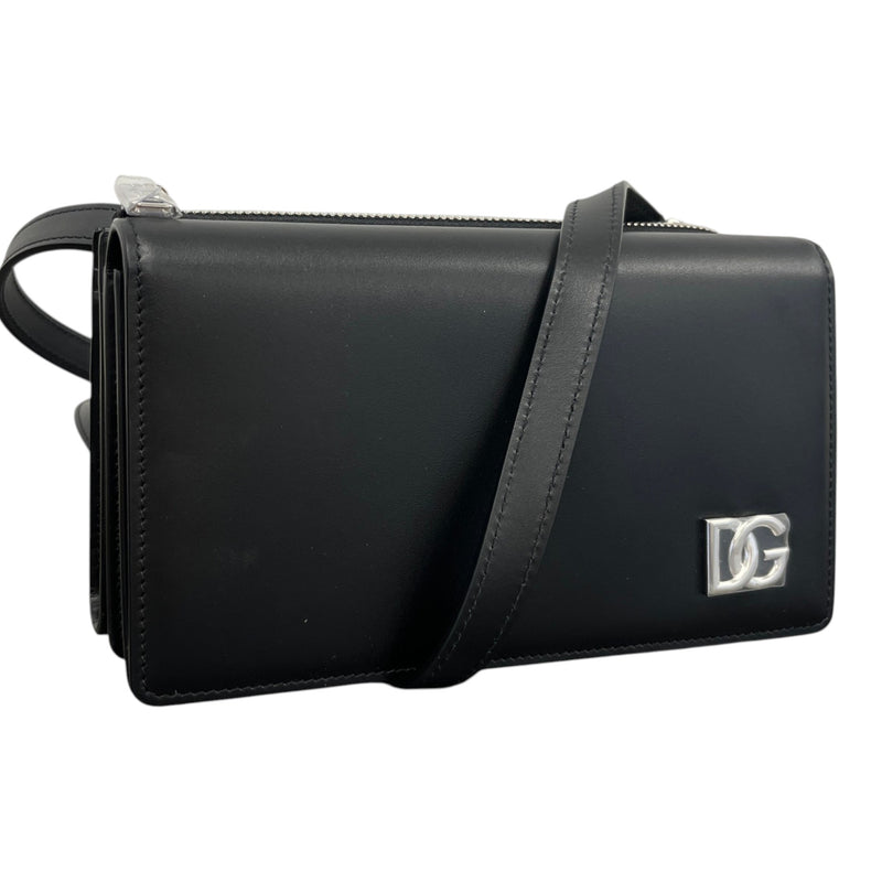 Men's D&G Plaque Logo Messenger Bag Black