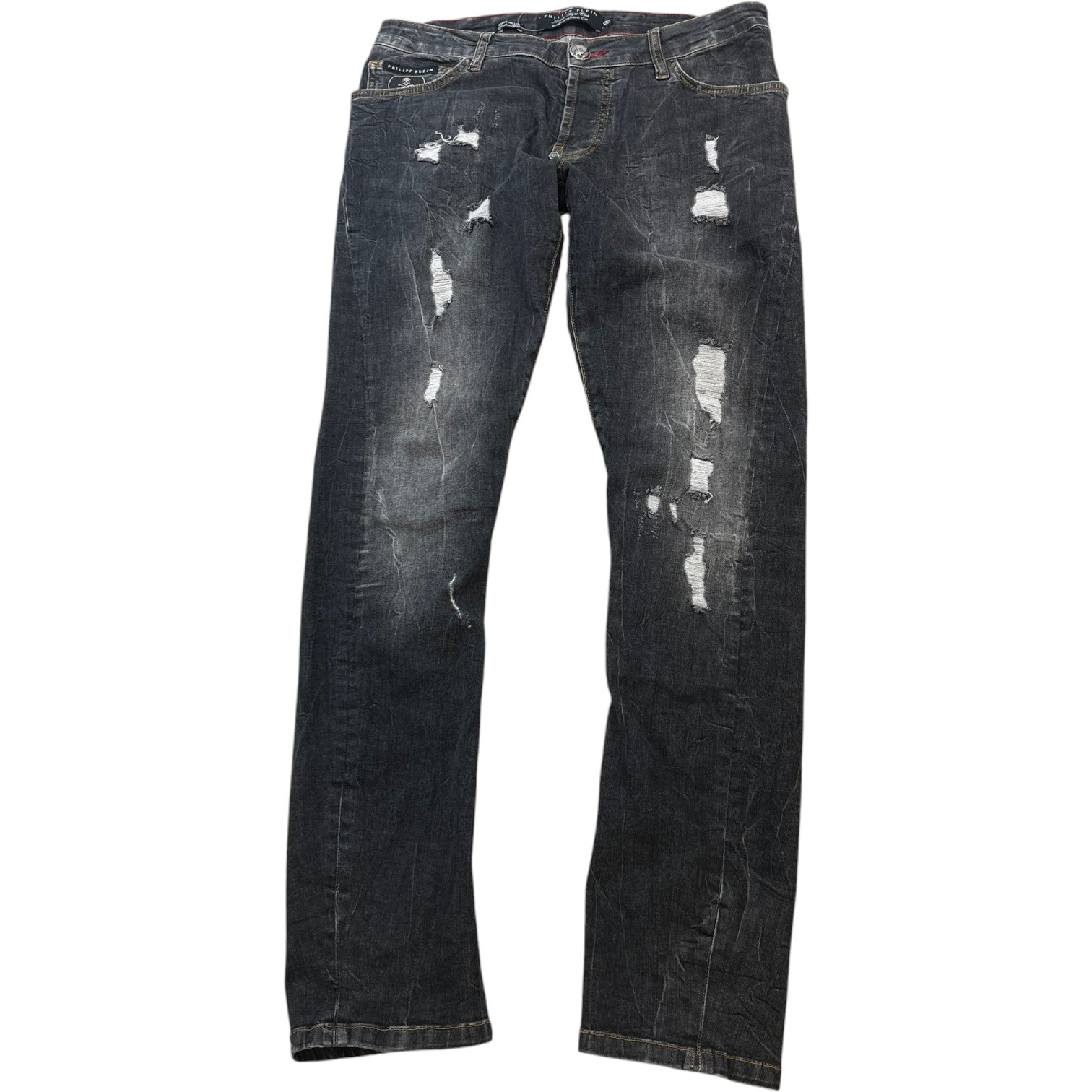 Men's Skull Applique Logo Jeans Grey Size Waist 32" - Photo 1