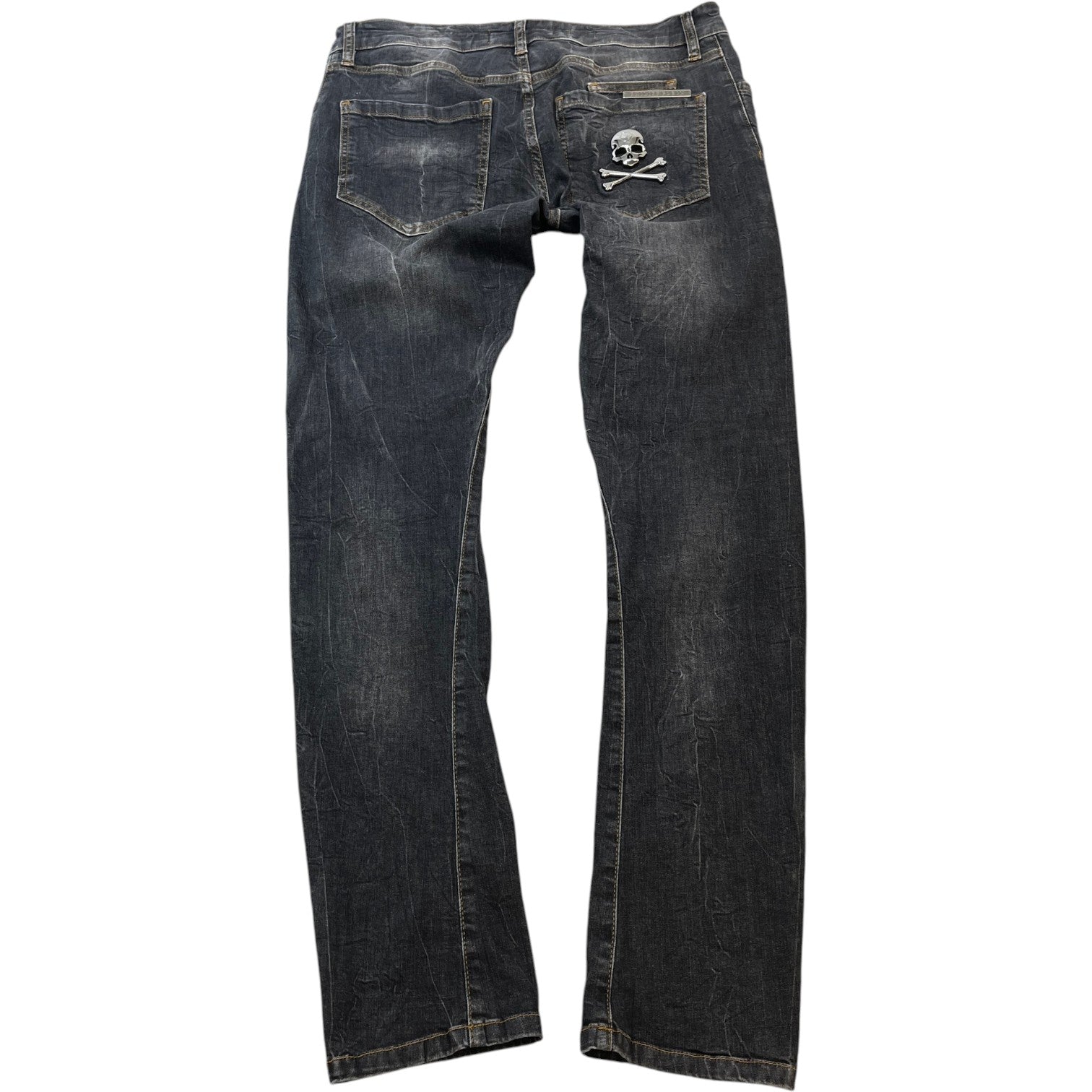 Men's Skull Applique Logo Jeans Grey Size Waist 32" - Photo 2